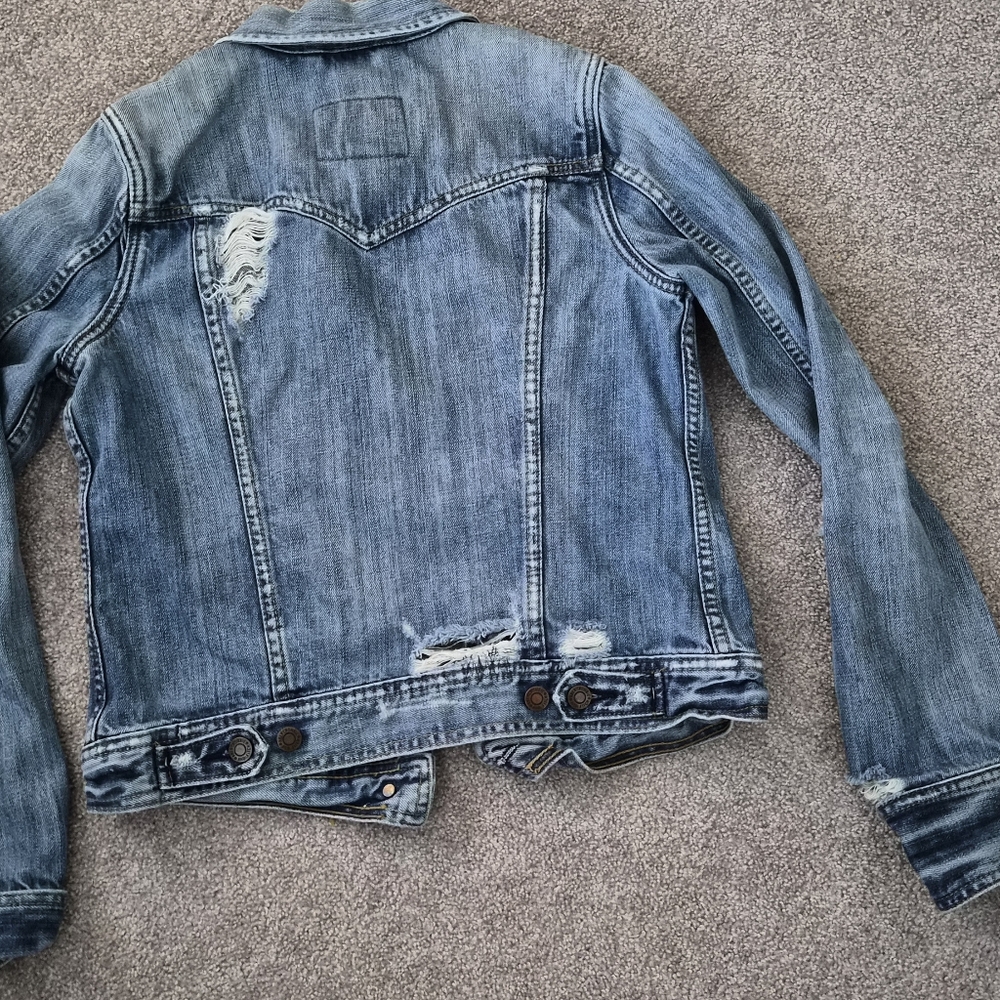 Abercrombie & Fitch Blue Distressed Denim Jacket - Picture 3 of 4